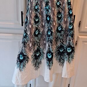 Bernardo A-Line Skirt with Peacock Feather Design